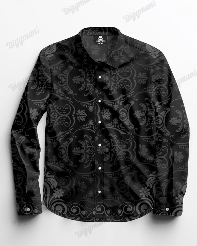 Big & Tall Patchwork Vintage Long Sleeve Shirt for big men view 3