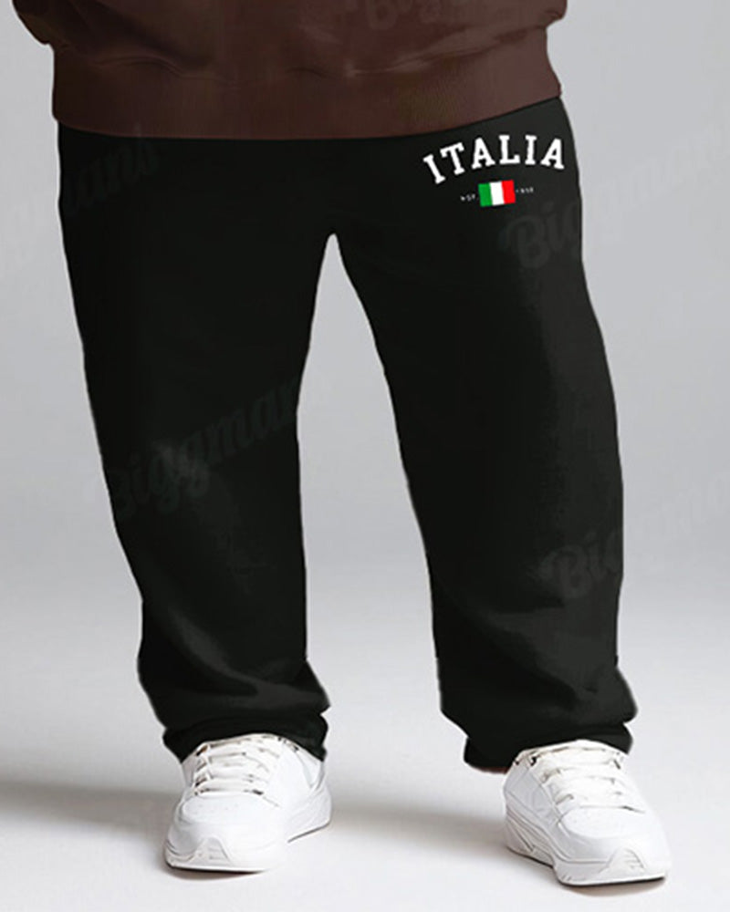 Big & Tall Black Graphic Hoodie Sweatpants Set for big men view 3
