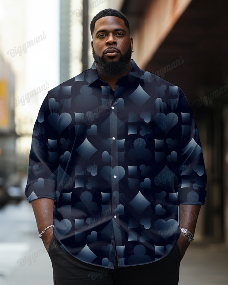 Big & Tall Gradient Geometric Long Sleeve Shirt for big men view 2