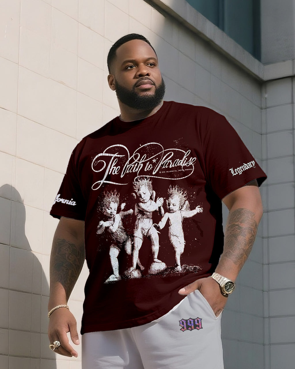 Big & Tall Streetwear T-Shirt Shorts Set for big men view 3