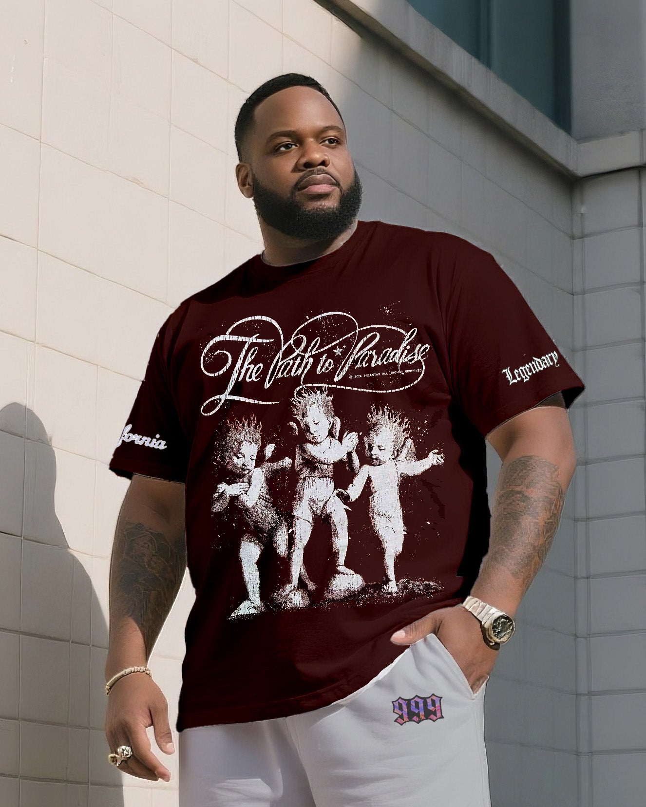 Big & Tall Streetwear T-Shirt Shorts Set for big men view 3