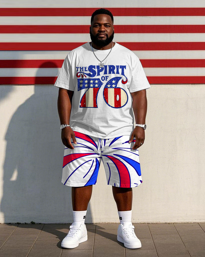 Big & Tall Streetwear T-Shirt Shorts Set for big men view 1