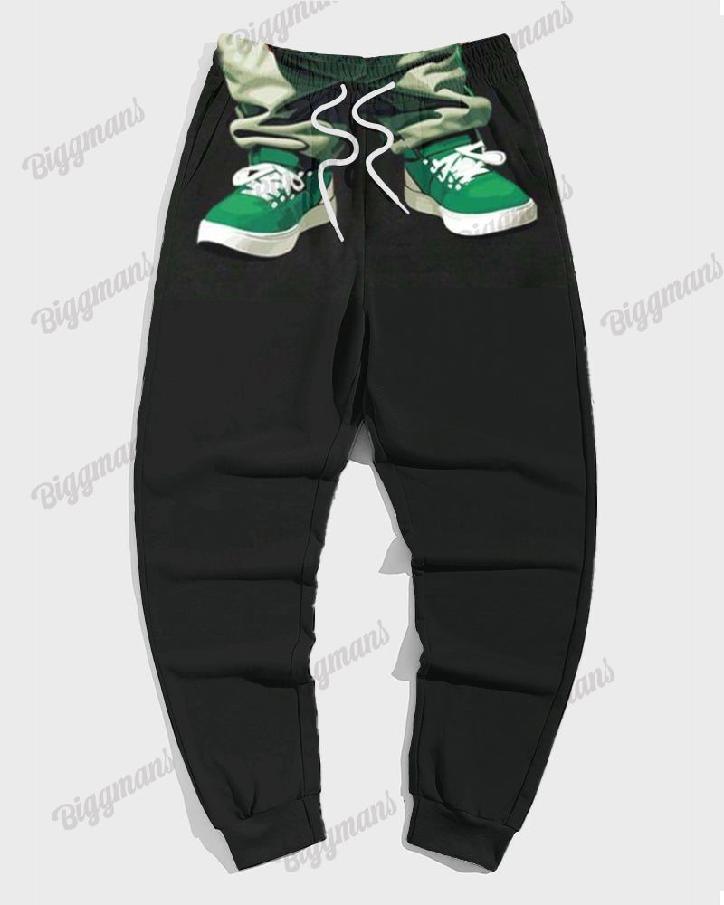 Big & Tall Brown Graphic Hoodie Sweatpants Set for big men view 3