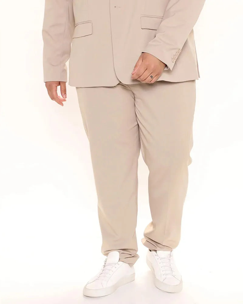 Big & Tall Solid Color Business Casual Two-piece Set for big men view 21