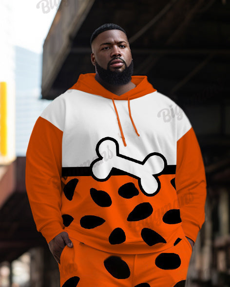 Big & Tall Orange Graphic Hoodie Sweatpants Set for big men view 2