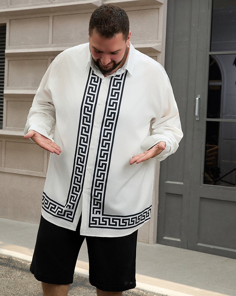 Big & Tall Geometric Striped Two-piece Set for big men view 2