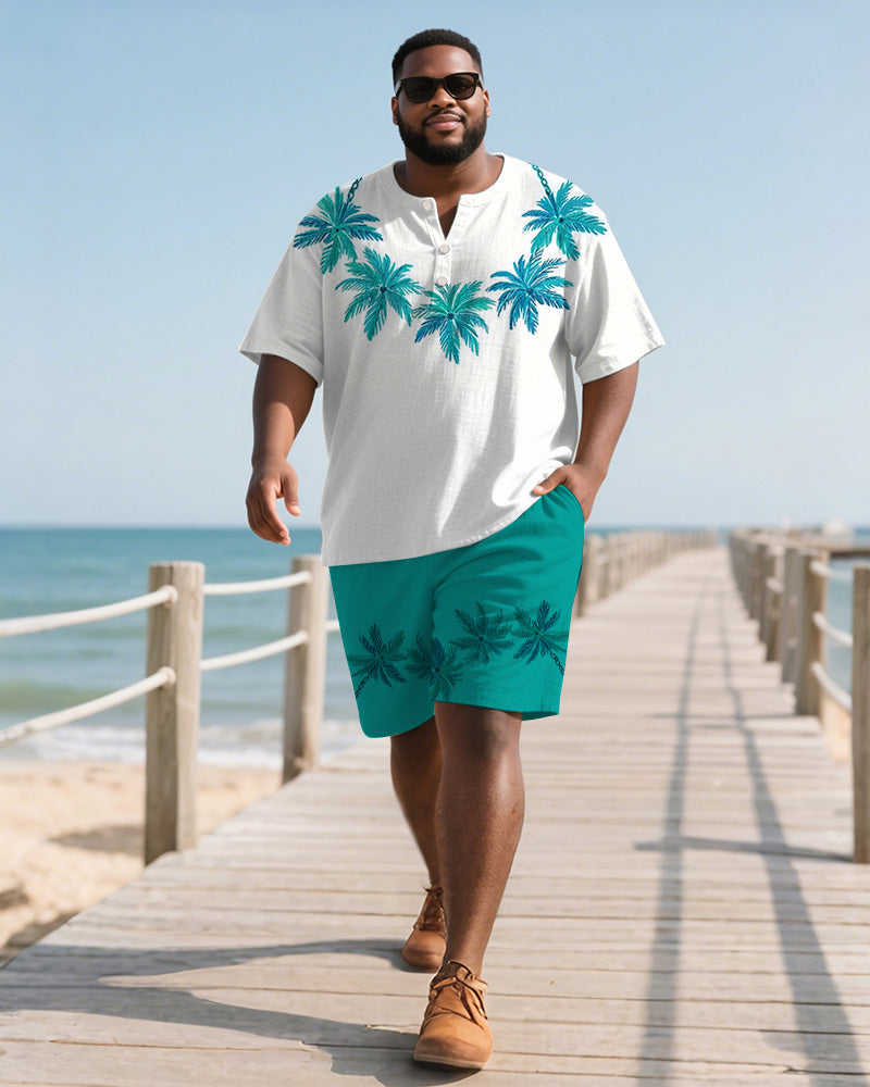 Big & Tall Hawaiian T-Shirt Shorts Set for big men view 2