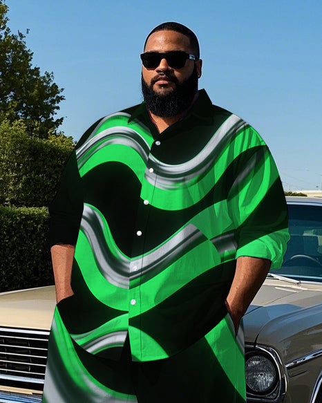 Big & Tall Colorblock Geometric T-Shirt Pants Set for big men view 1