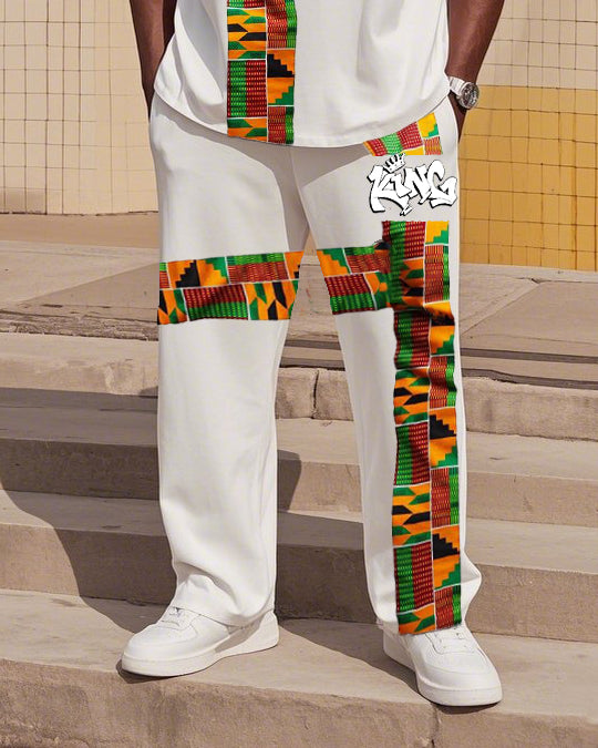 Big & Tall Black White Juneteenth Two-piece Set for big men view 3