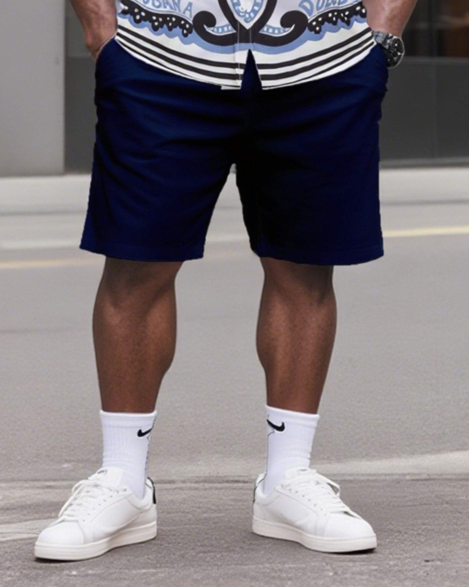 Big & Tall Streetwear T-Shirt Shorts Set for big men view 3