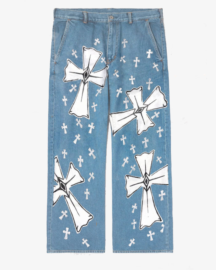 Big & Tall Denim Graphic Streetwear Jeans for big men view 2