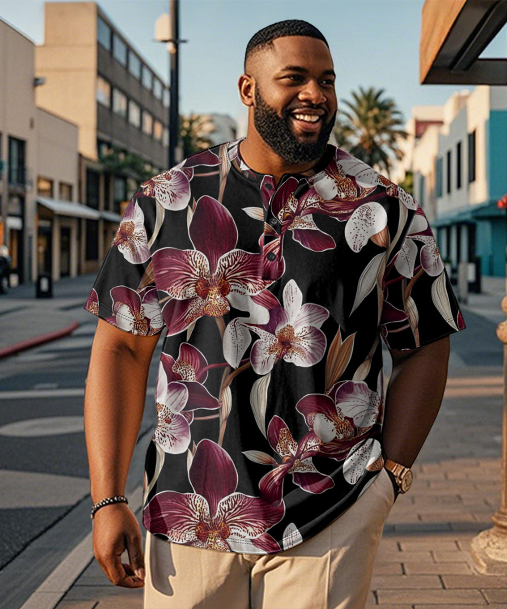 Big & Tall Hawaiian Graphic Floral T-Shirt for big men view 1
