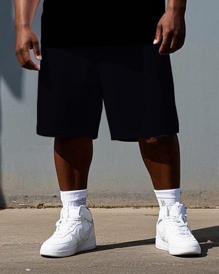 Big & Tall Graphic Streetwear T-Shirt Shorts Set for big men view 3