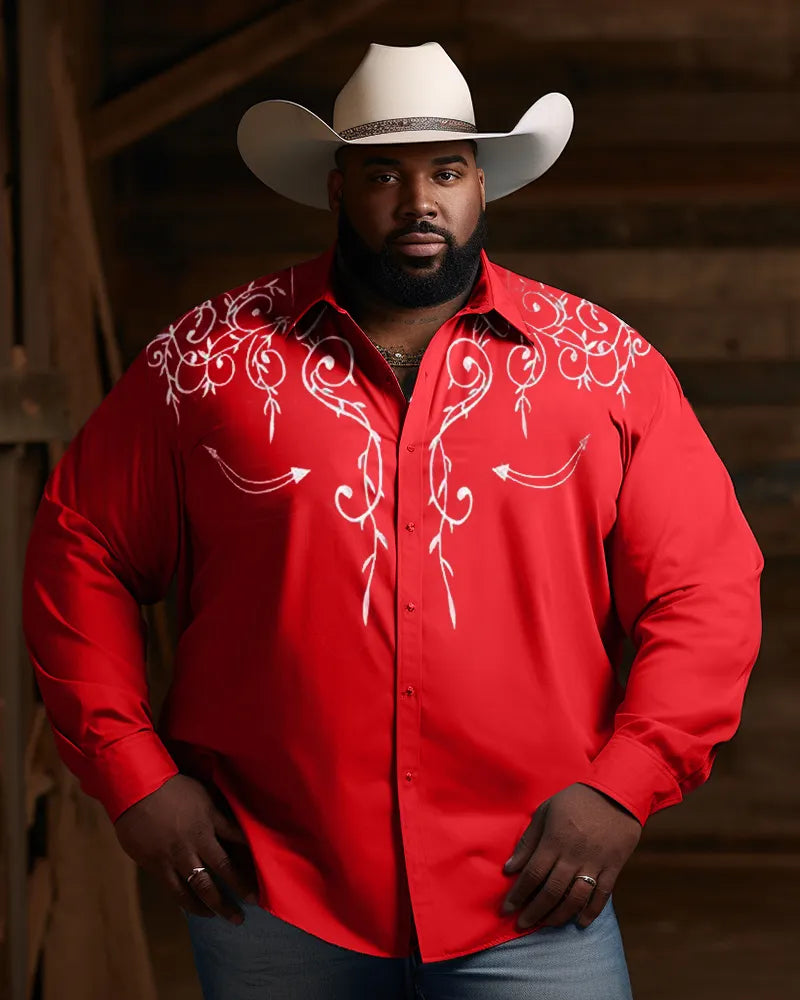 Big & Tall Western Denim Long Sleeve Shirt for big men view 1