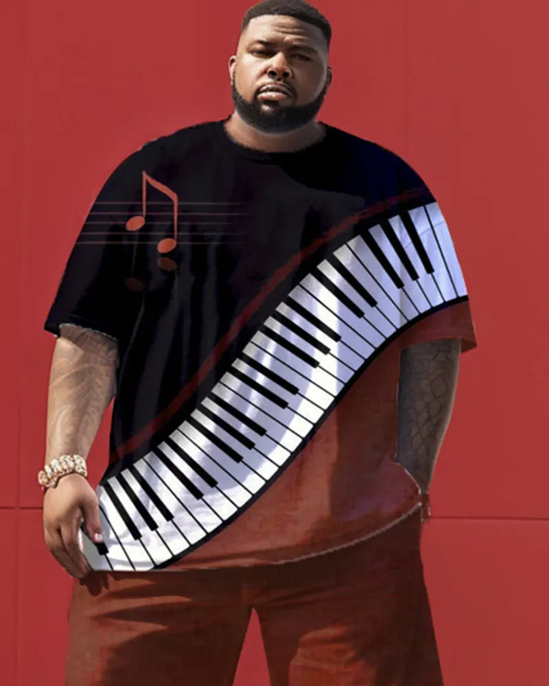 Big & Tall Colorblock Graphic Two-piece Set for big men view 2