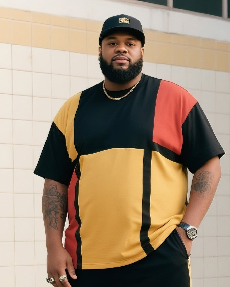 Big & Tall Striped T-Shirt Pants Set for big men view 2