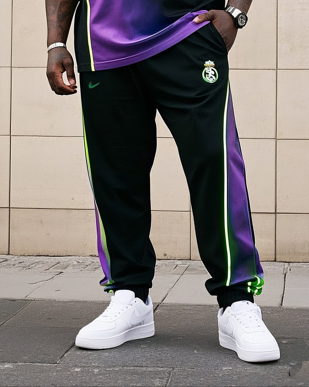 Big & Tall Gradient Athletic T-Shirt Pants Set for big men view 3