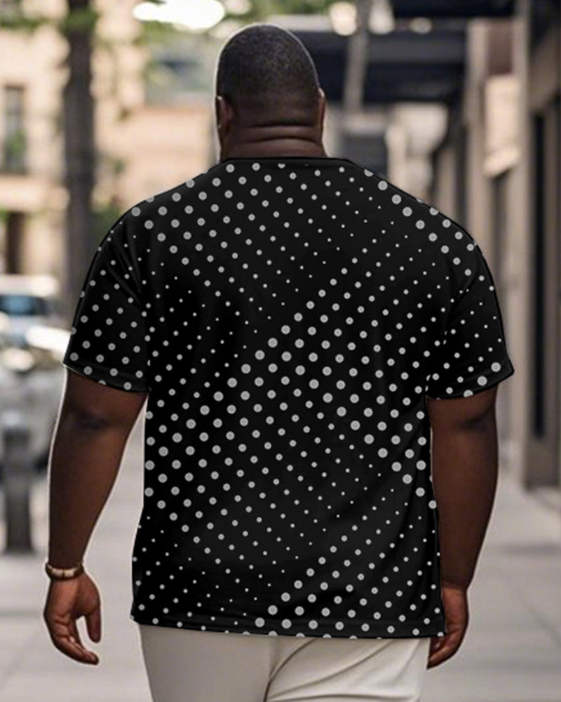 Big & Tall Black Geometric Graphic T-Shirt for big men view 2