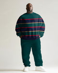 Big & Tall Green Striped Graphic Two-piece Set for big men view 1