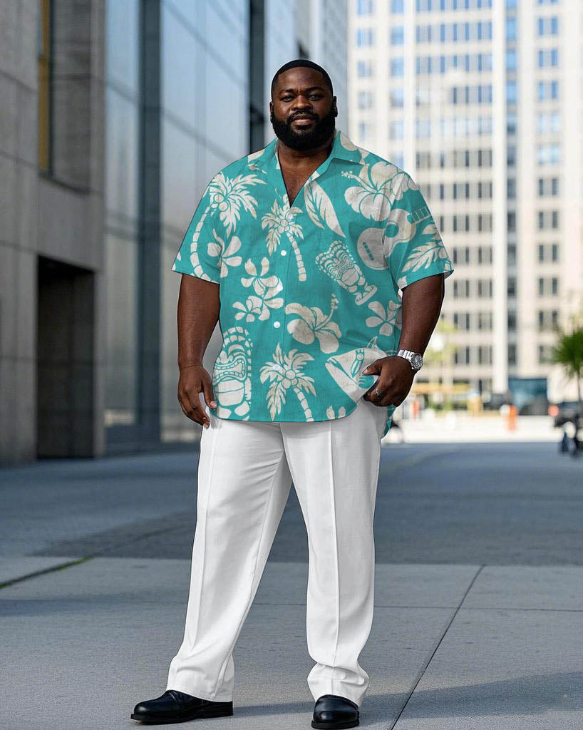 Big & Tall Hawaiian T-Shirt Pants Set for big men view 1