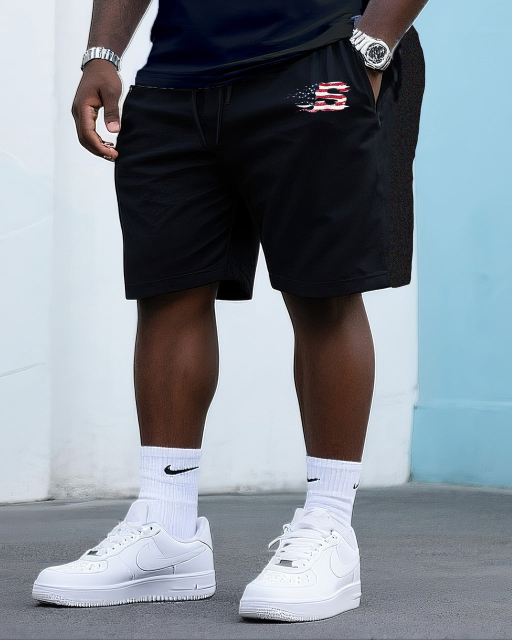 Big & Tall Graphic T-Shirt Shorts Set for big men view 6