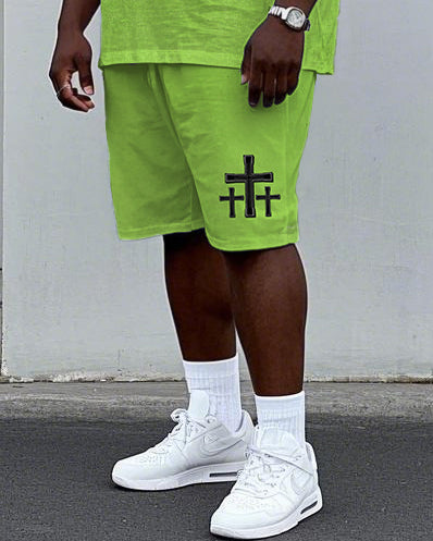 Big & Tall Streetwear T-Shirt Shorts Set for big men view 3