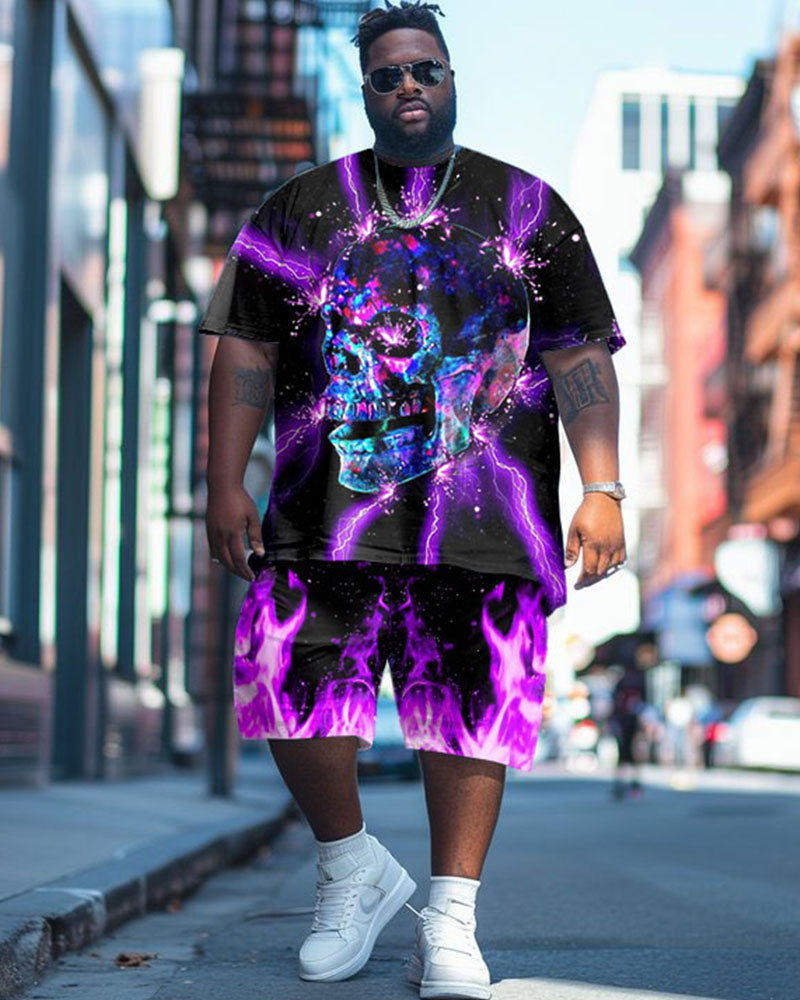 Big & Tall Graphic Streetwear T-Shirt Shorts Set for big men view 1