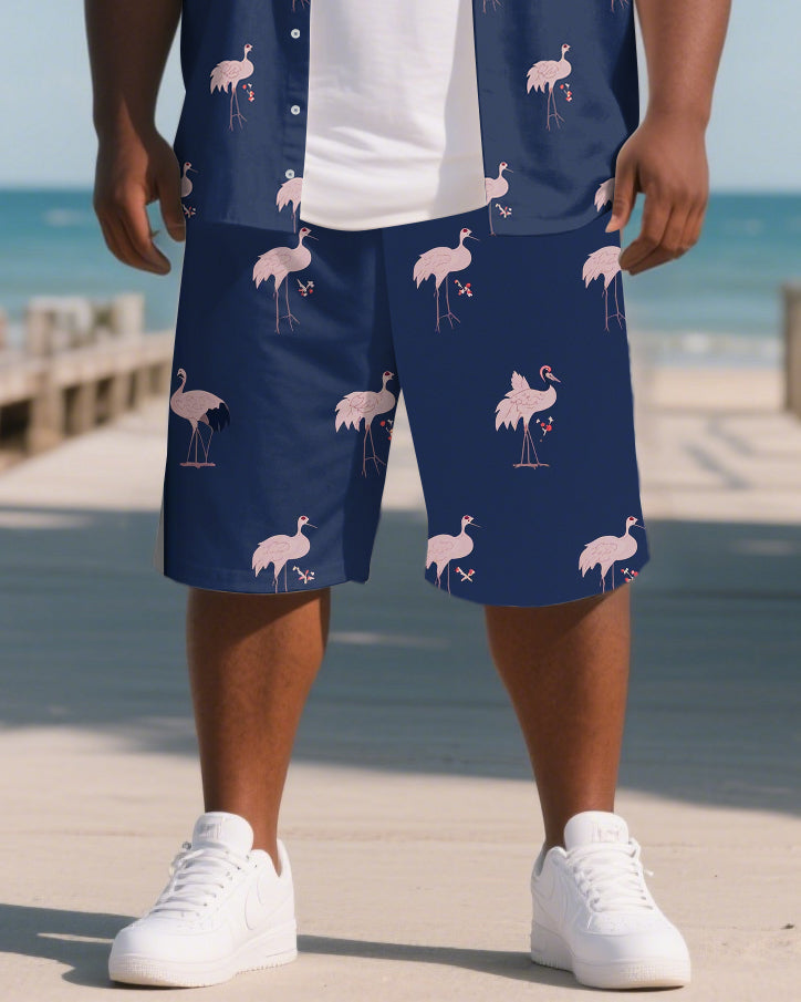 Big & Tall Hawaiian T-Shirt Shorts Set for big men view 3