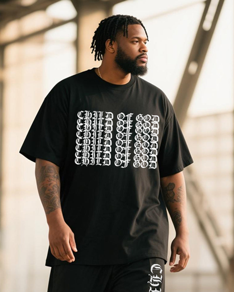 Big & Tall Graphic Graffiti T-Shirt Pants Set for big men view 2