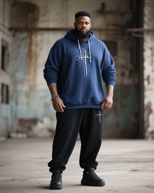 Big & Tall Graphic Streetwear Hoodie Sweatpants Set for big men view 1