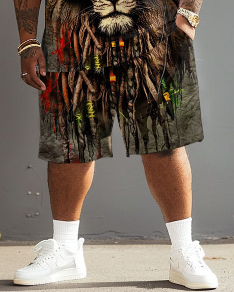 Big & Tall Graphic Graffiti T-Shirt Shorts Set for big men view 3