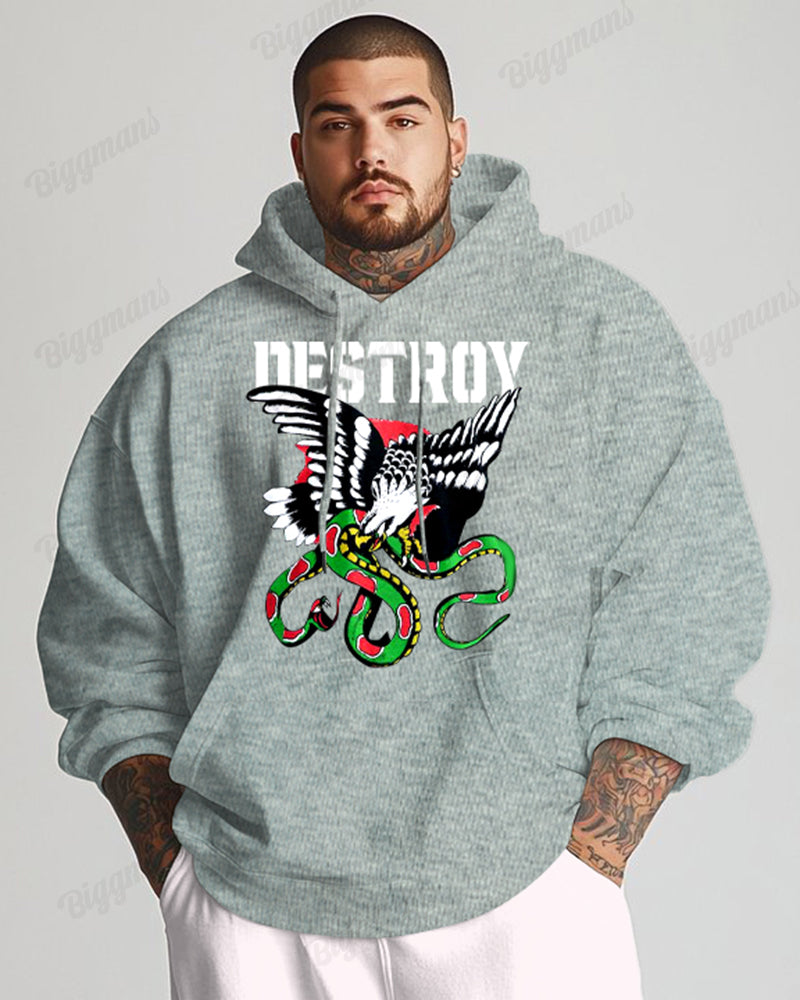 Big & Tall Athletic Streetwear Hoodie Sweatpants Set for big men view 4