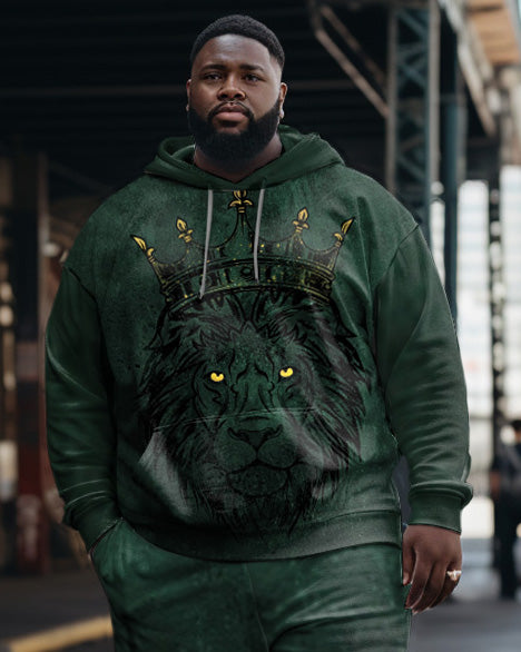 Big & Tall Green Streetwear Hoodie Sweatpants Set for big men view 6
