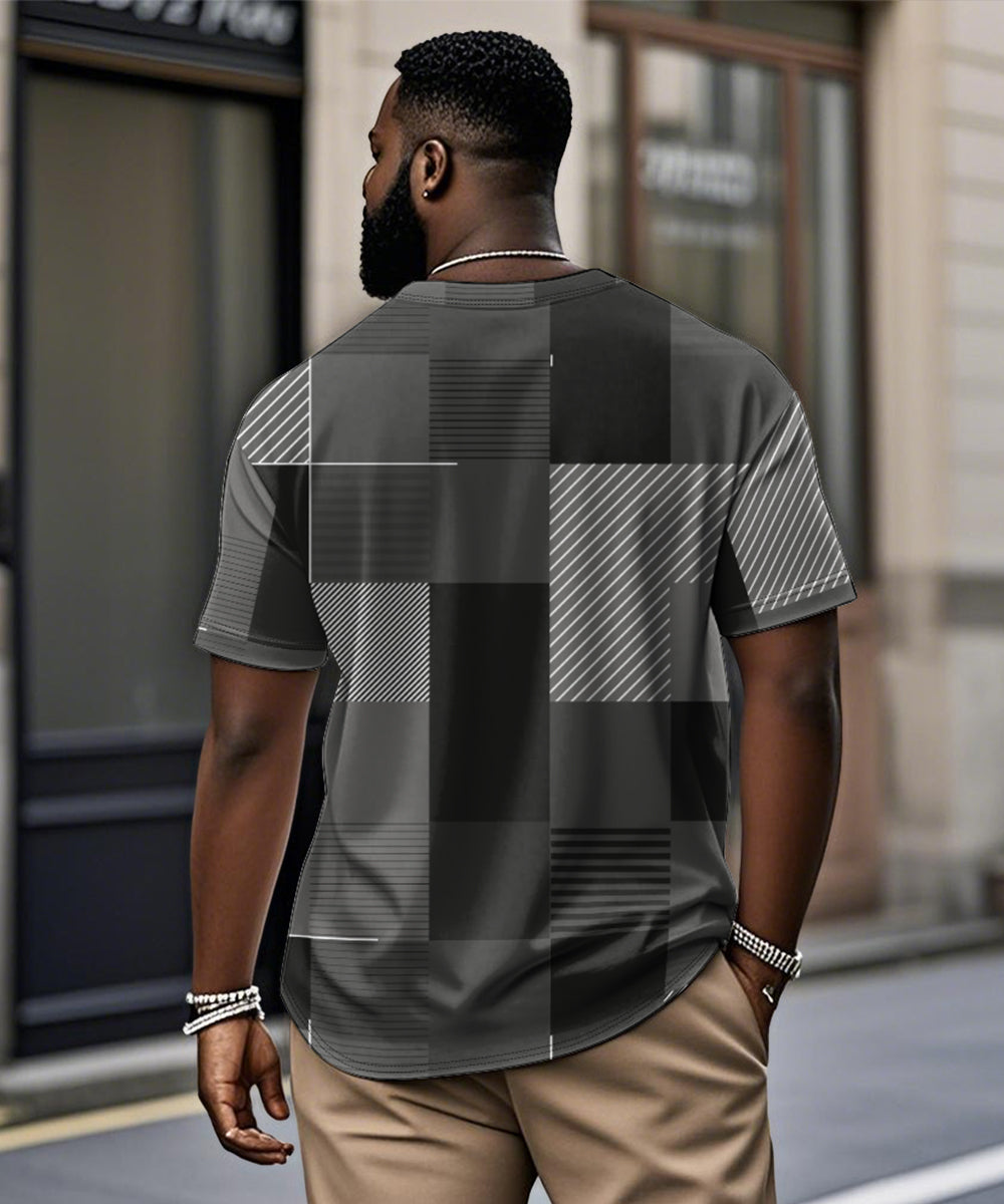 Big & Tall Gray Geometric Graphic T-Shirt for big men view 2