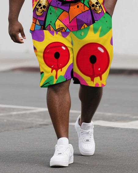 Big & Tall Streetwear Polo Shorts Set for big men view 3