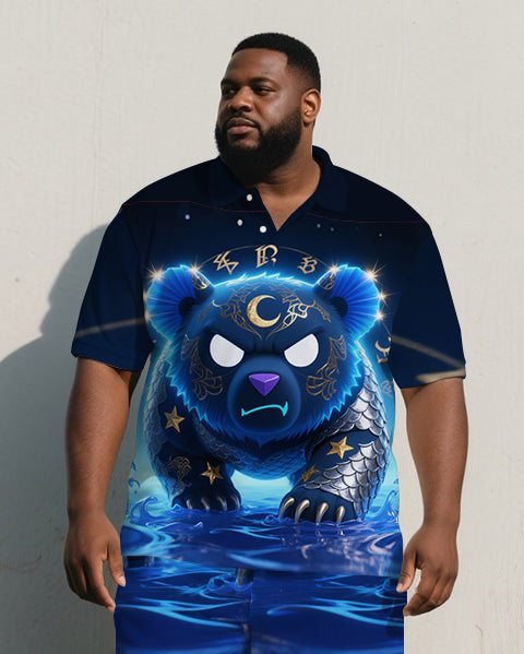 Big & Tall Streetwear Polo Shorts Set for big men view 2