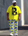 Big & Tall Geometric Graphic T-Shirt Pants Set for big men view 1
