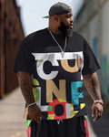 Big & Tall Colorblock Graphic T-Shirt Pants Set for big men view 2