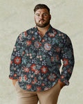 Big & Tall Gray Streetwear Long Sleeve Shirt for big men view 1