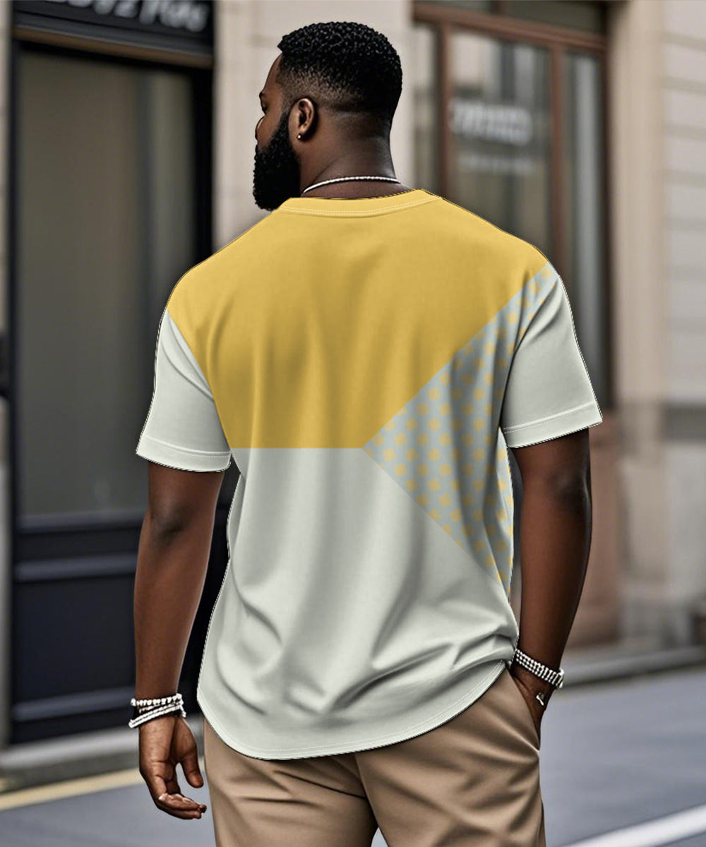 Big & Tall Yellow Geometric Graphic T-Shirt for big men view 2