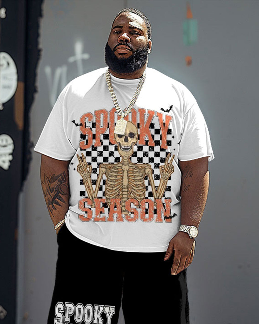 Big & Tall Graphic T-Shirt Shorts Set for big men view 2