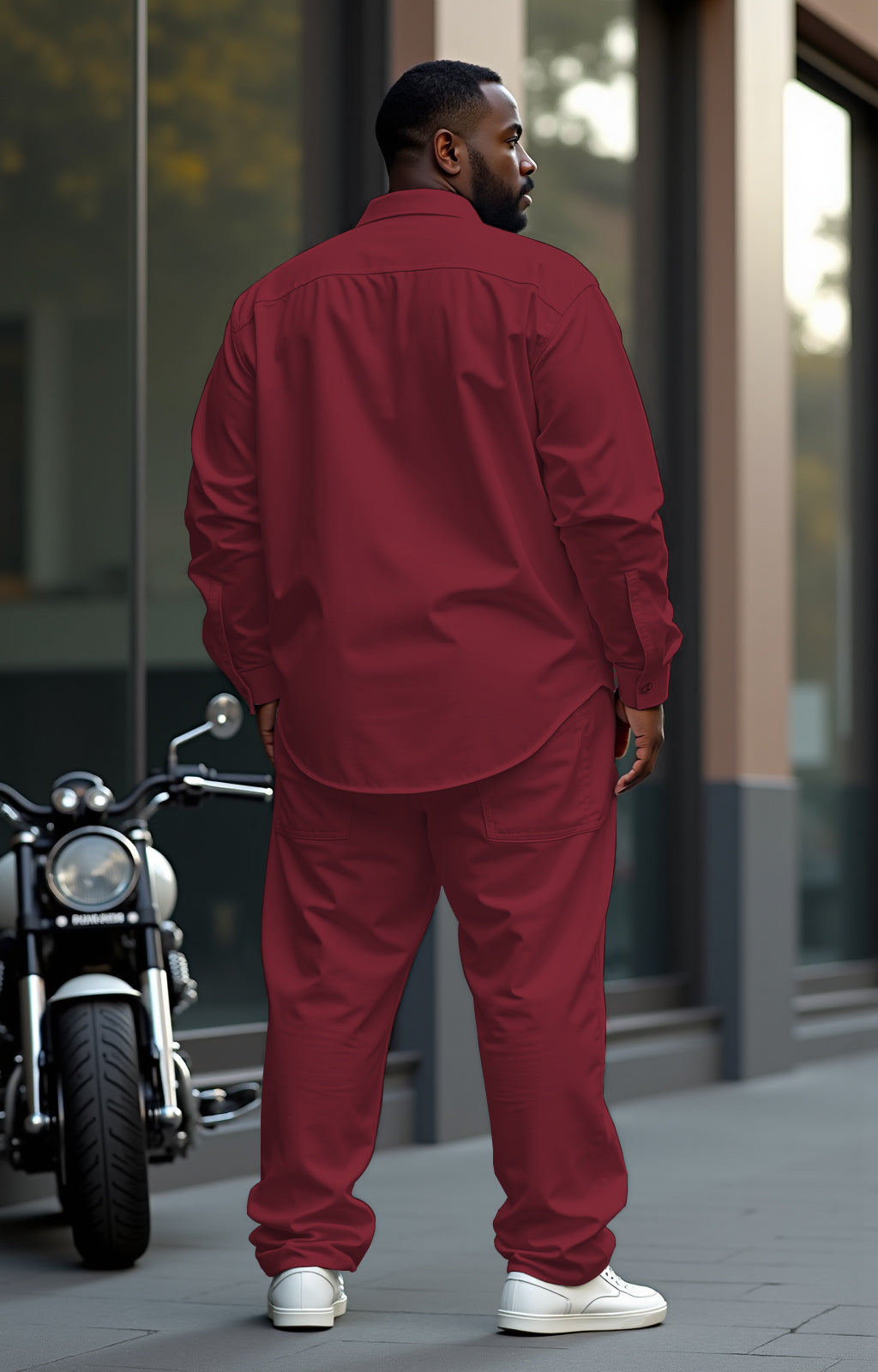 Big & Tall Red Gradient Shirt Pants Set for big men view 3