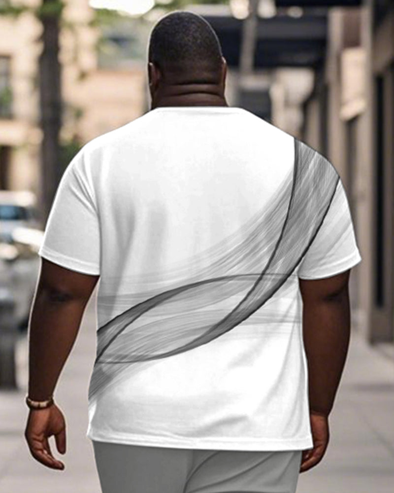 Big & Tall White Gradient Graphic T-Shirt for big men view 2