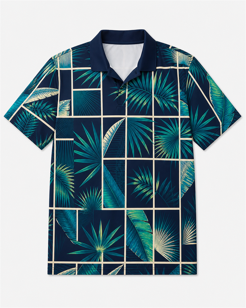 Big & Tall Graphic Polo Shorts Set for big men view 2
