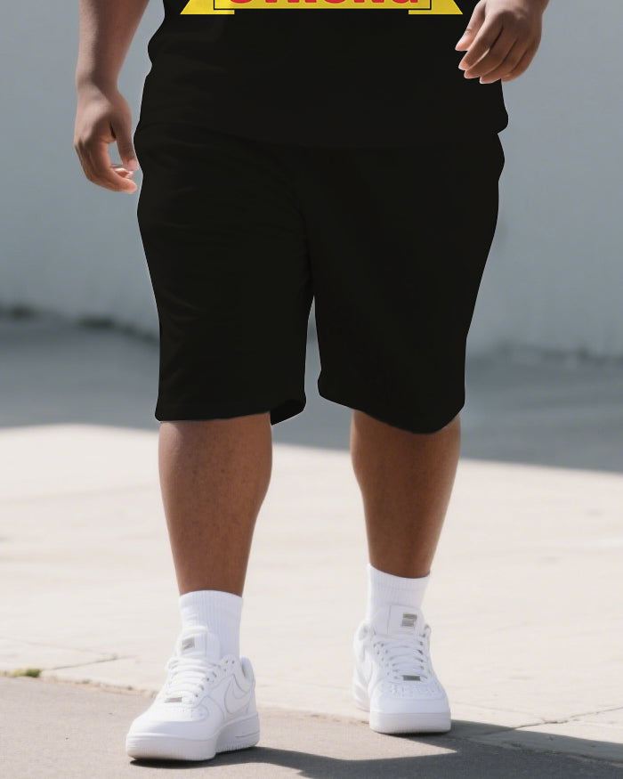 Big & Tall Black Juneteenth T-Shirt Shorts Set for big men view 3