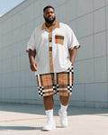Big & Tall Khaki Graphic T-Shirt Shorts Set for big men view 1