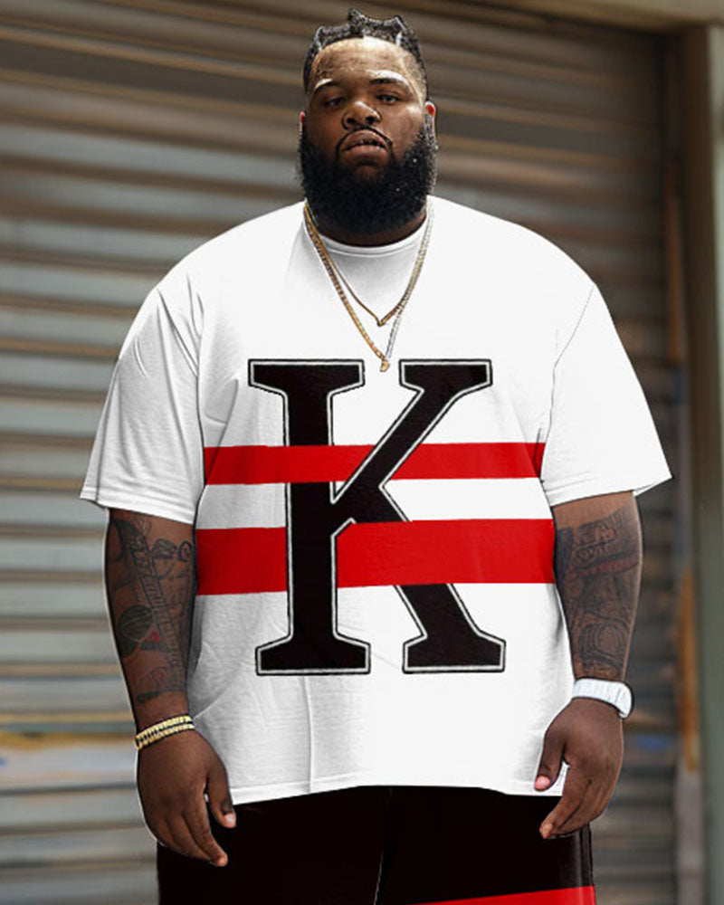Big & Tall Graphic Streetwear T-Shirt Shorts Set for big men view 3