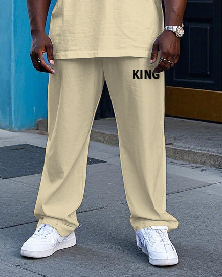 Big & Tall Colorblock Graphic T-Shirt Pants Set for big men view 3