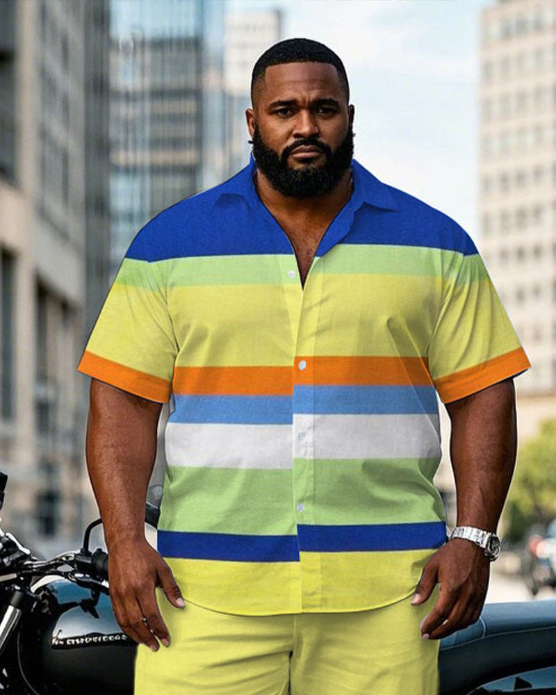 Big & Tall Striped T-Shirt Pants Set for big men view 2