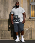 Big & Tall Streetwear T-Shirt Shorts Set for big men view 1